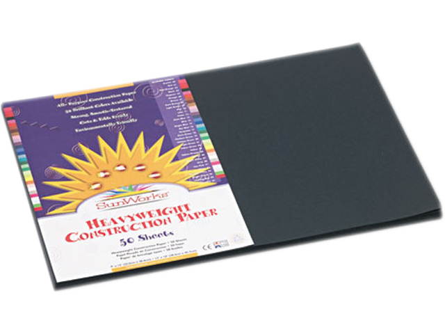 Construction Paper, 58 lbs., 12 x 18, Black, 50 Sheets/Pack