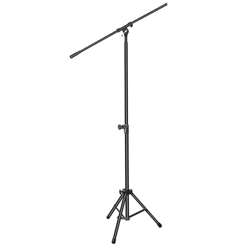 Compact Base Microphone Floor Stand with Mic Holder Adjustable Height from 39.9 to 70 inches Durable Iron-Made Stand with Solid Round Base Detachable for Easy Transport(Black)