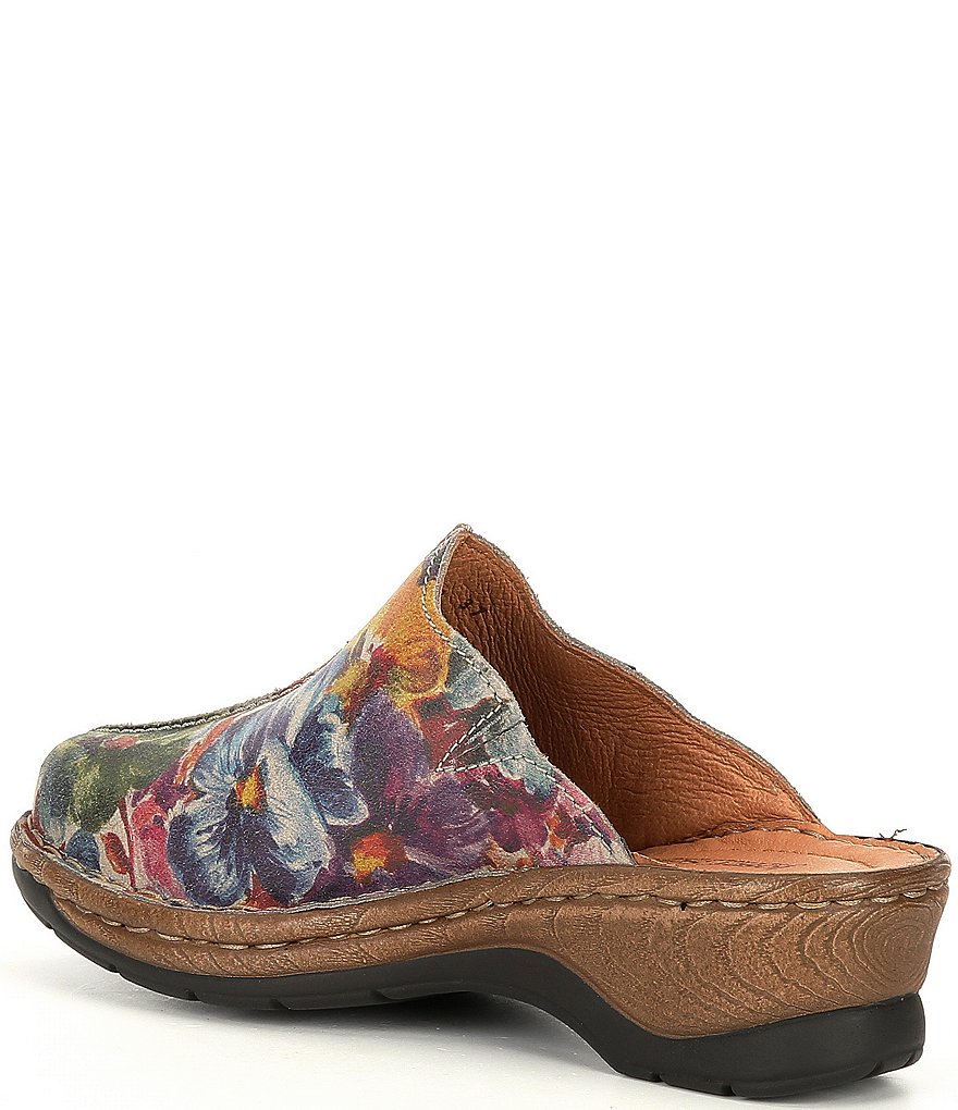 Josef Seibel Cat 51 Floral Print Leather Clogs