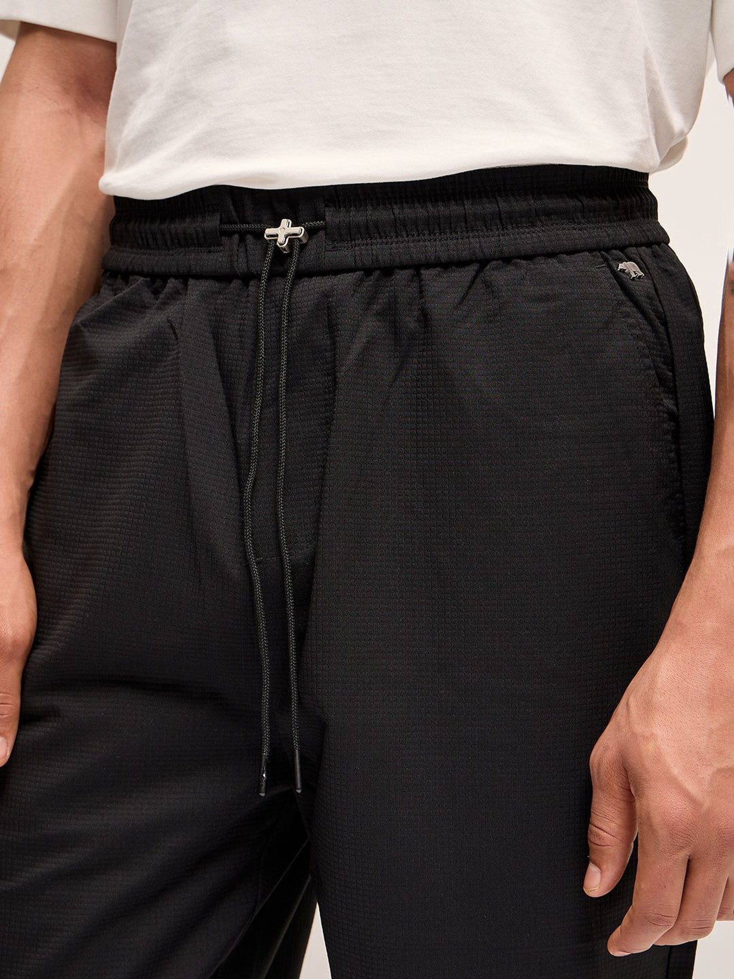 The Bear House Black Straight Fit Striped Trackpants