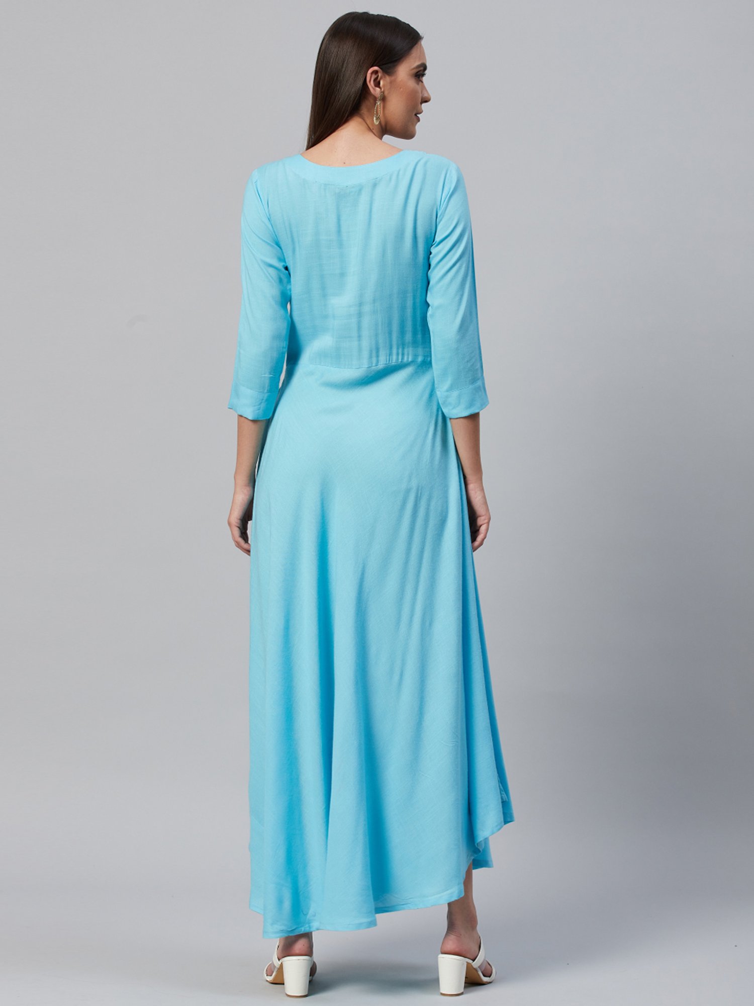 HIGHLIGHT FASHION EXPORT Sky Blue Embellished Maxi Dress