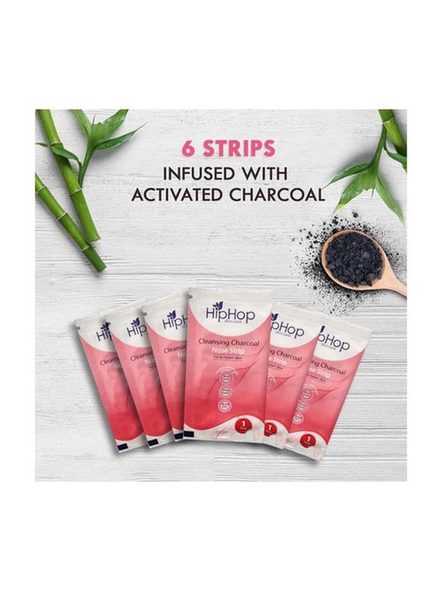 HipHop Skincare Charcoal Cleansing Nose Strips for Women - 6 Strips