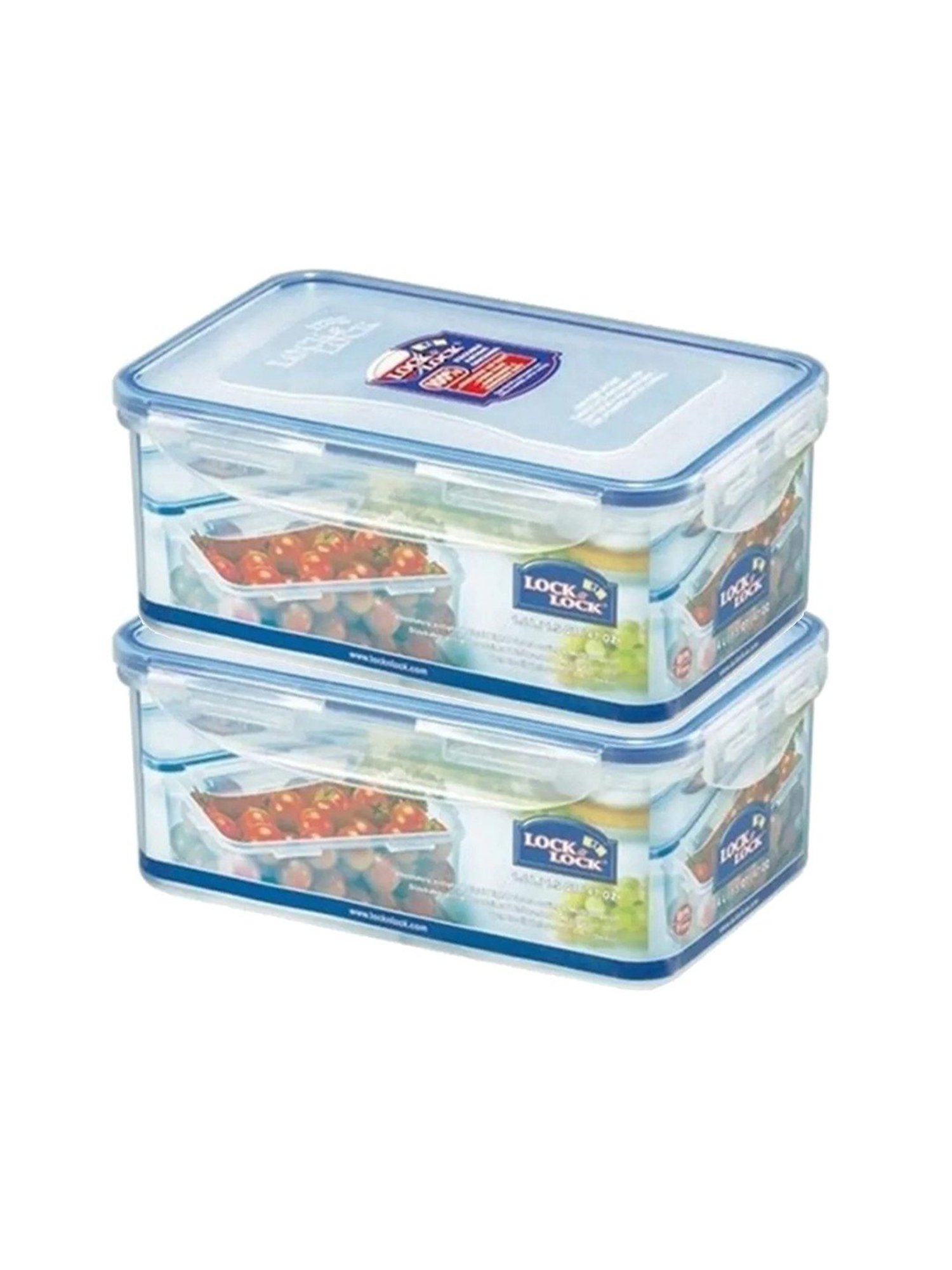 Lock & Lock Transparent Plastic Airtight Food Storage Containers With Lid - Set of 2