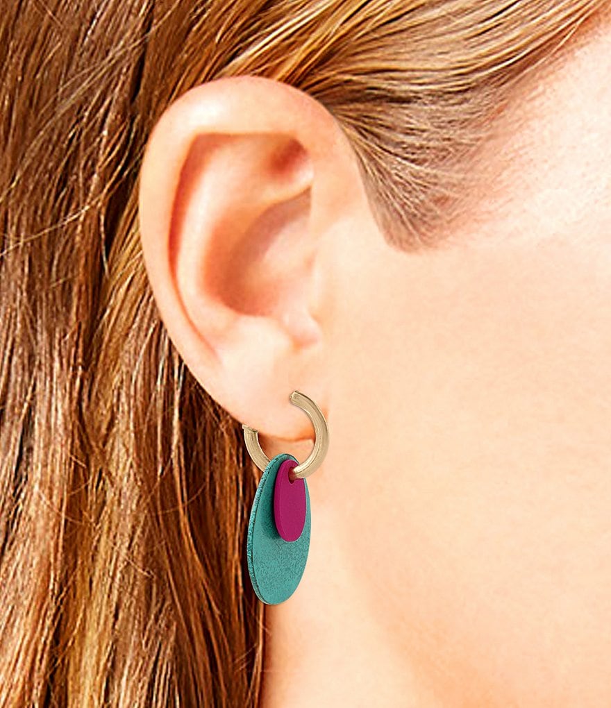 Robert Lee Morris Soho Patina Disc Huggie Earrings