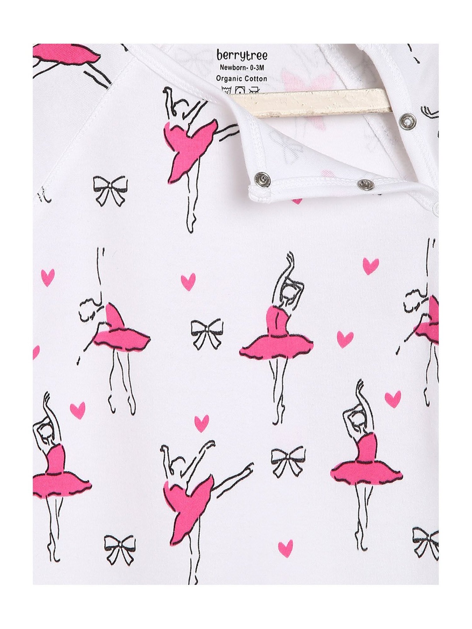 Berrytree Organic Kids Pink Cotton Ballerina Print Rompers