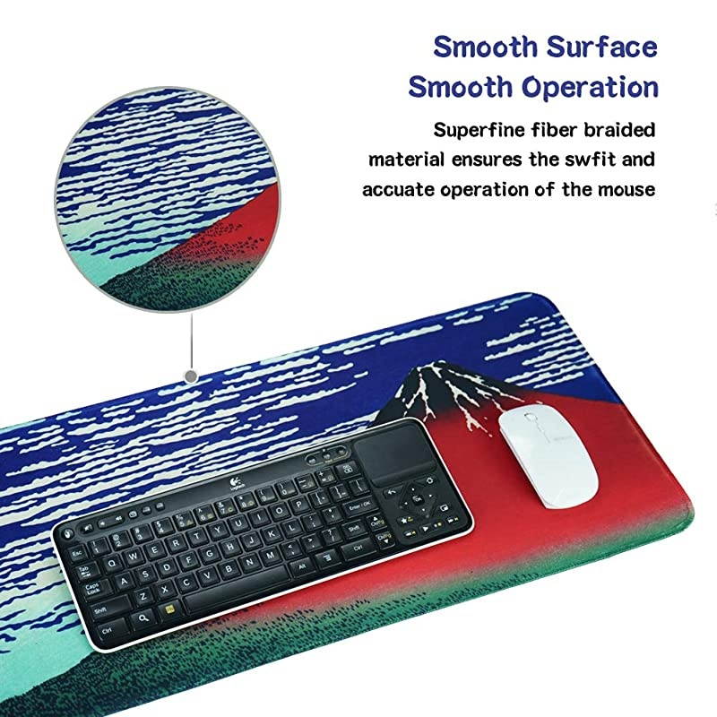 Gaming Mouse PadExtended Large Pattern Anti Slip Stitched Edges Long XXL MousepadDesk Pad Keyboard Mat NonSlip Base WaterResistant for GamingOffice Home 1Fuji 1 Pack