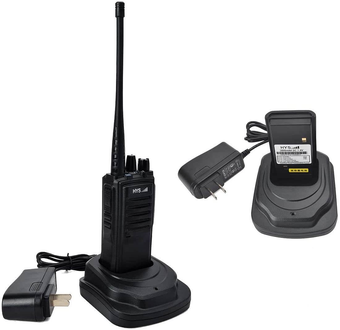 HYS 2 Way Radio 16 Channels with 3800Mah Li-ION Battery Two Way Radio Long Rang Walkie Talkie with G Shape Earpiece and Handheld Speaker Microphone (Packing of 2)
