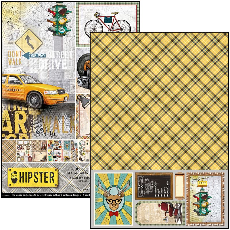 Ciao Bella Double-Sided Creative Pack 90lb A4 9/Pkg-Hipster, 9 Designs/1 Each