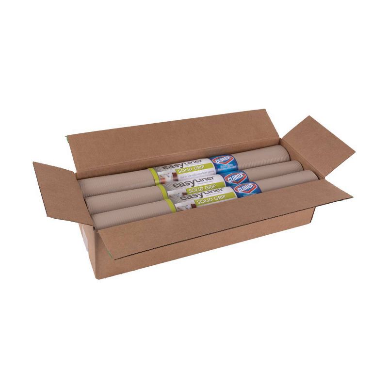 Duck Solid Grip EasyLiner Non Adhesive Shelf Liner with Clorox, 6 pk, 20" x 6' Taupe