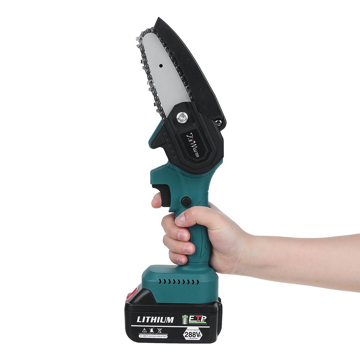 4Inch Portable Electric Pruning Saw Rechargeable Woodworking Chain Saw W/ 1/2pcs Battery-Two Batteries