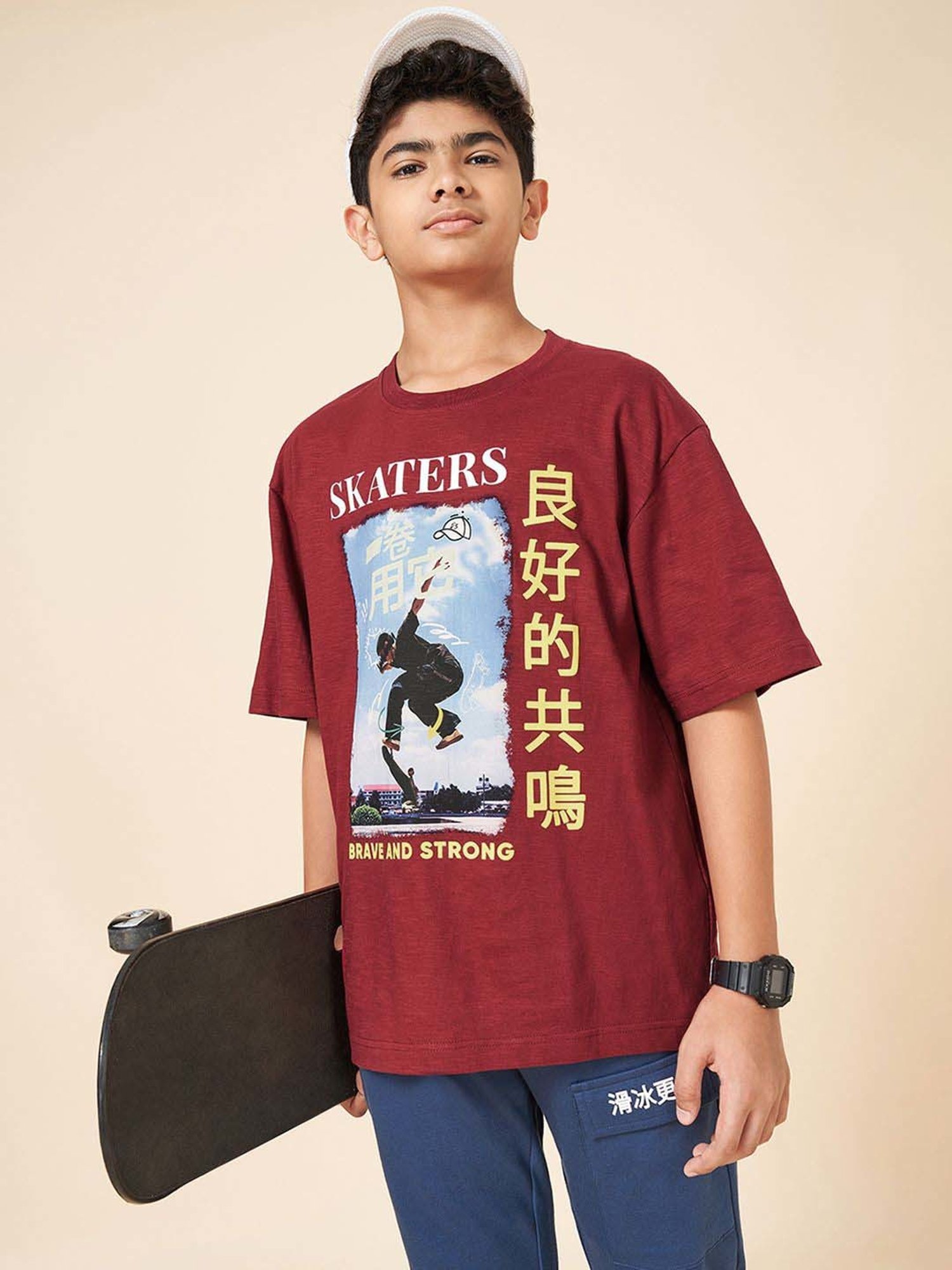 Coolsters by Pantaloons Boys Tibetan Red Cotton Printed T-Shirts