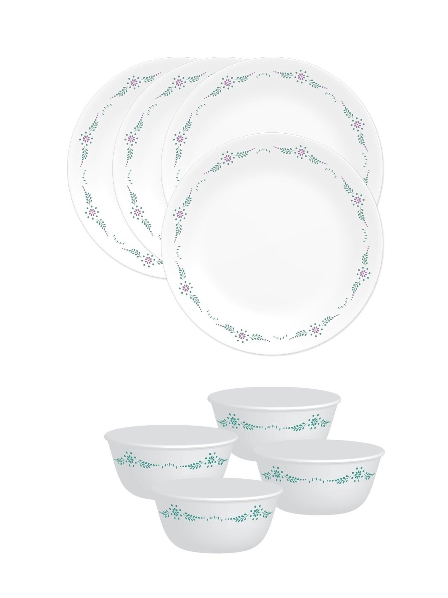 Corelle Livingware 8 Pc Basic, Mini, Starter Dining Set Set-English Garden