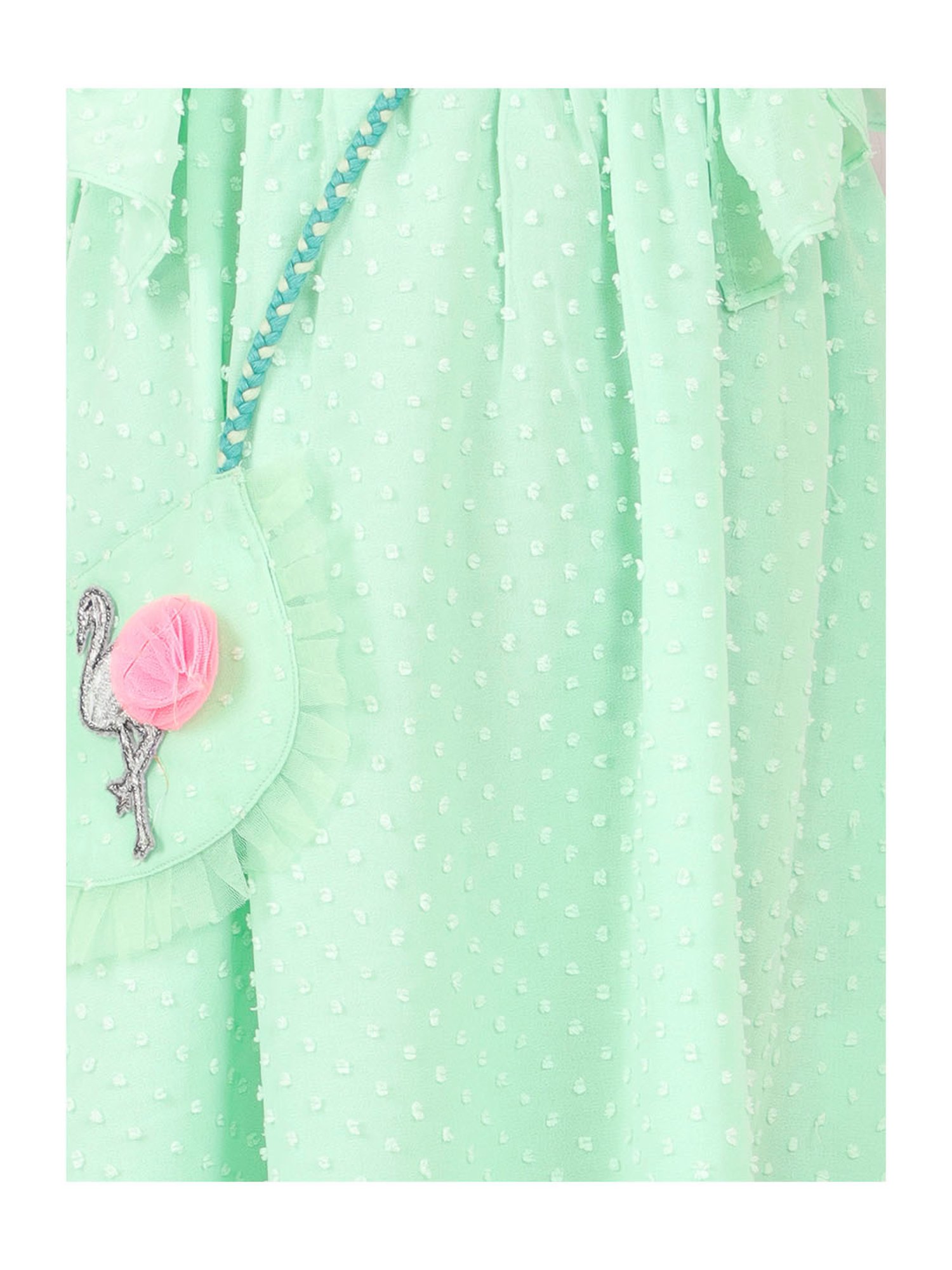 Lil Drama Kids Green Printed Dress