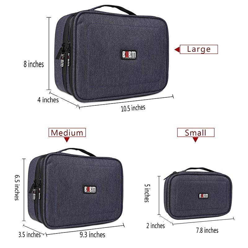 3Pcs Universal Travel Cable Organizer Electronics Accessories Carry Bag for Cables, Cord, USB Flash Drive, Battery and More, Black