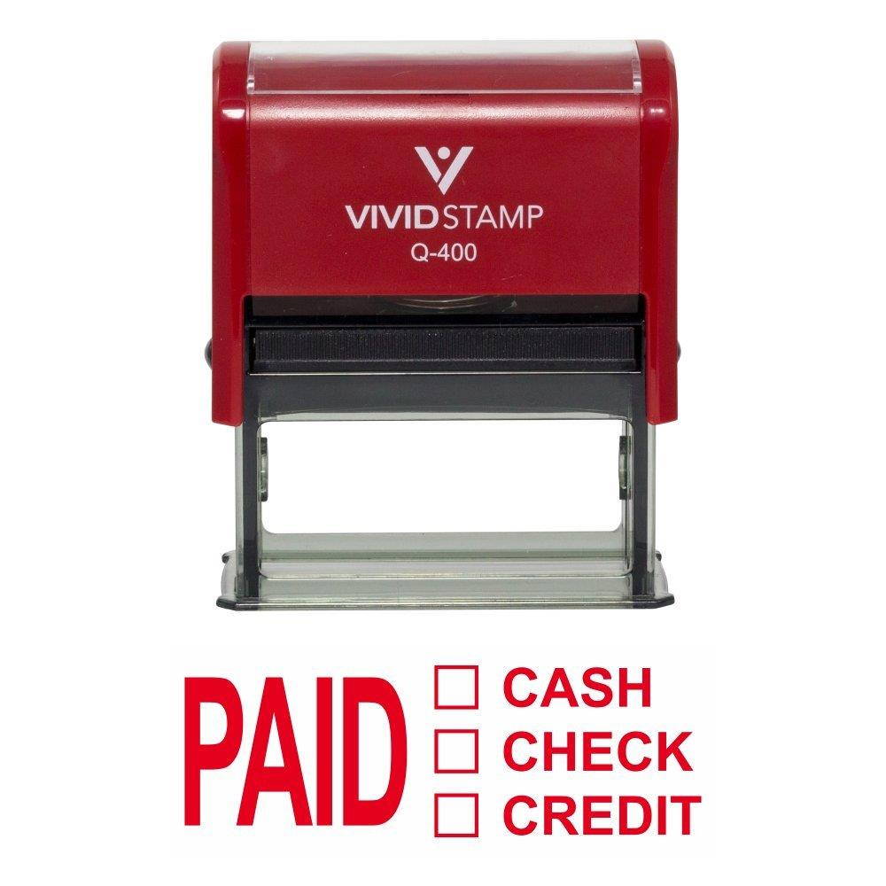 Paid Cash Check Credit Self Inking Rubber Stamp (Red Ink) - X-Large