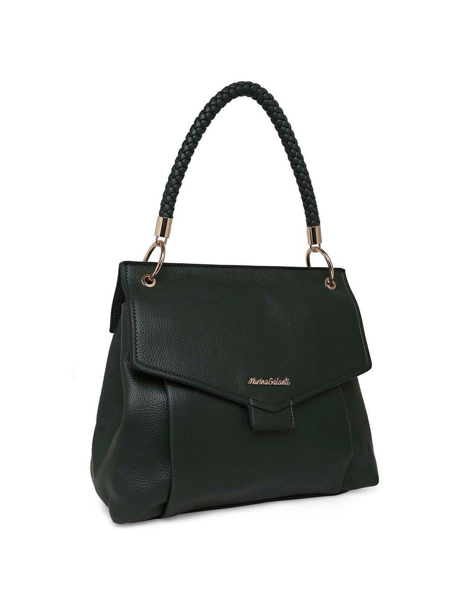 Marina Galanti Green Solid Medium Satchel Handbag