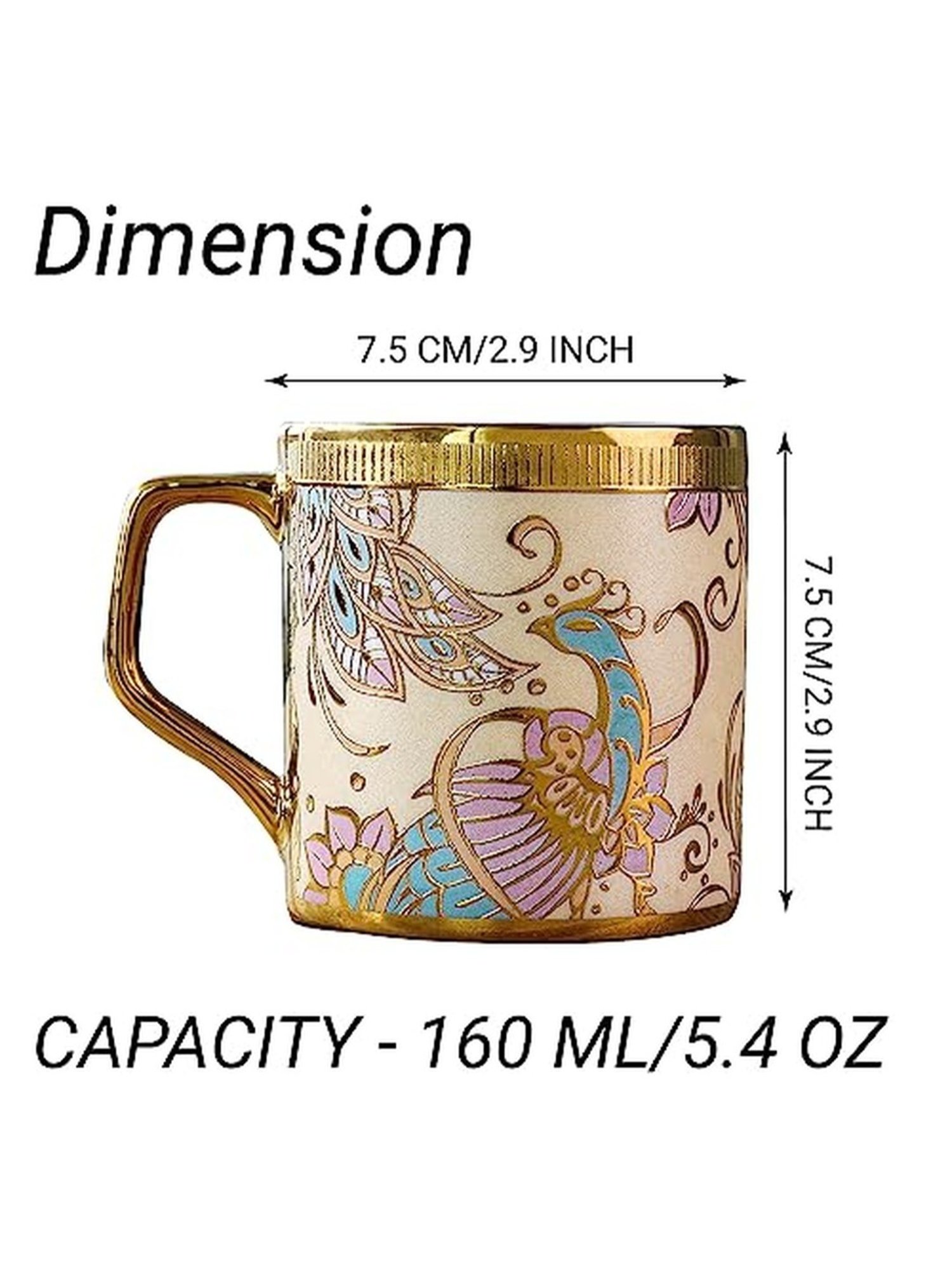 Femora Golden Ceramic Coffee Mug - Set of 6