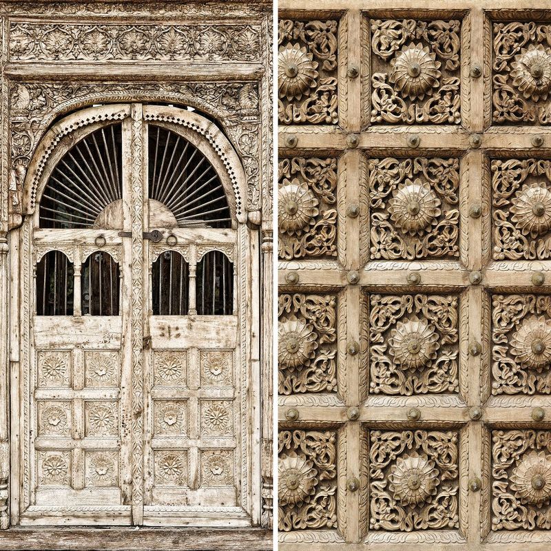 6" Double Sided Stone Doorway Canvas Room Divider Gray - Oriental Furniture