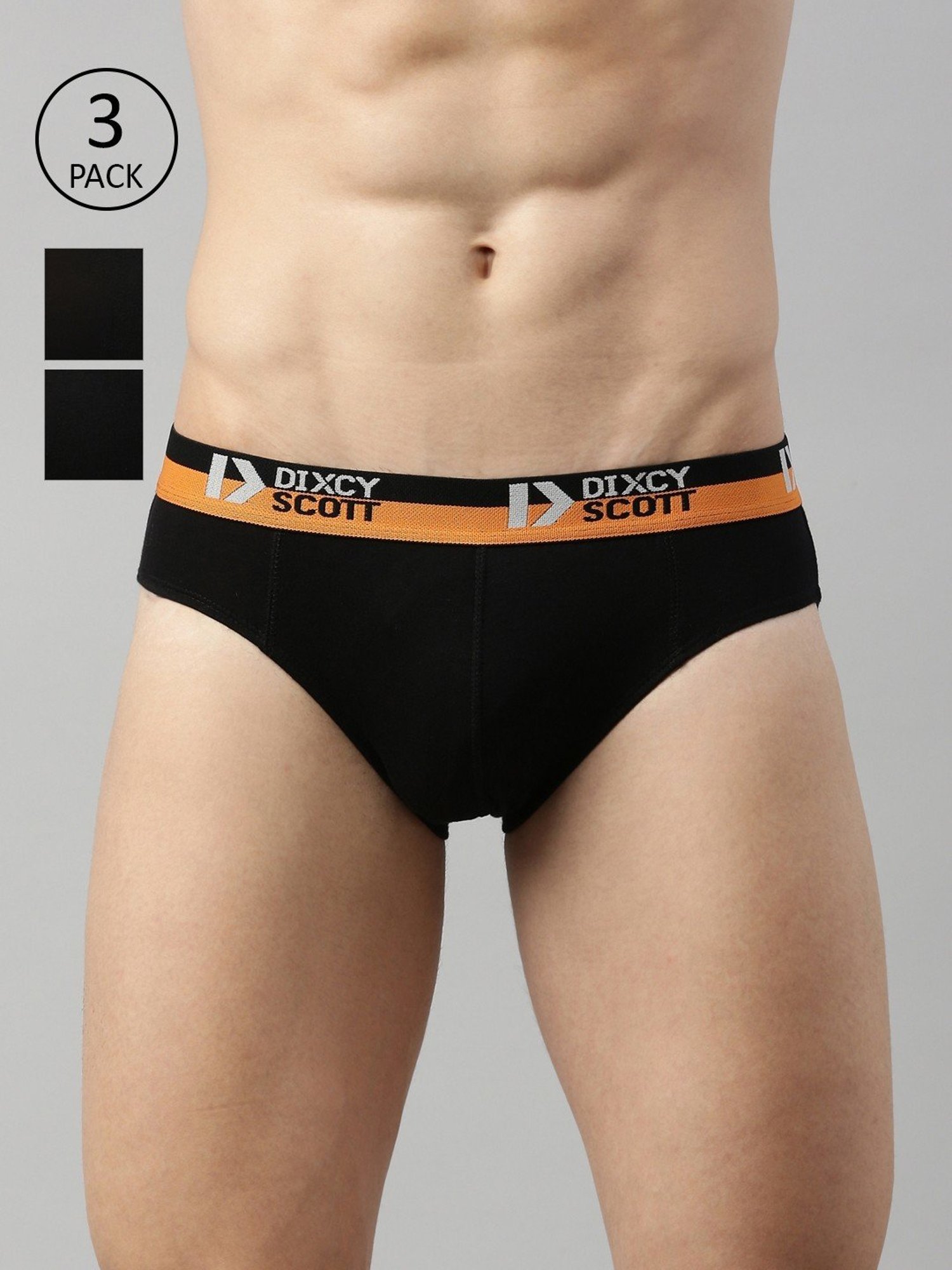 Dixcy Scott Originals Black Cotton Regular Fit Briefs - Pack Of 3