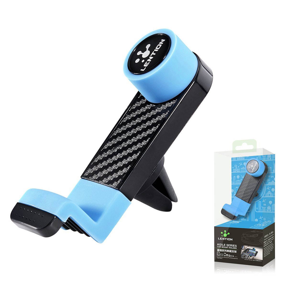 LENTION Air Vent Phone Holder, Mobile Clip Stand Car Mount for 3.5 Inch - 6 Inch iPhone, iPod, Smart Phone, PSP, GPS - Red