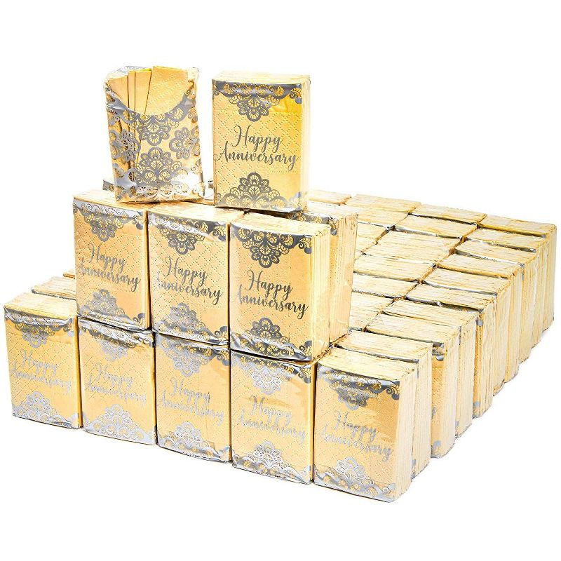 Sparkle and Bash 60 Pack Happy Anniversary Facial Pocket Tissue Packs, Gift for Wedding Anniversary Party