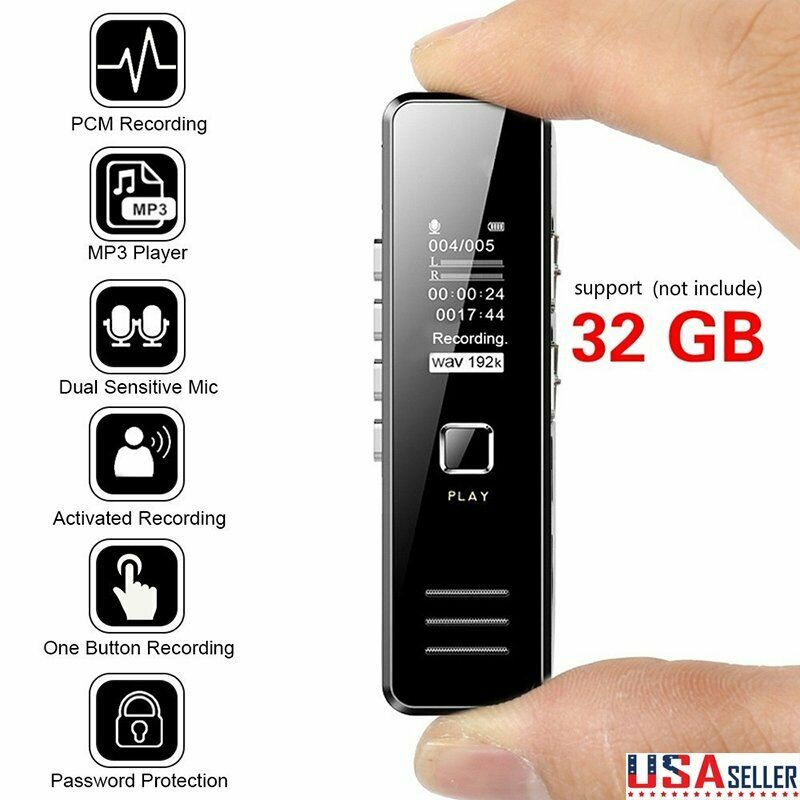 32GB Digital Voice Recorder Voice Activated Recorder -Upgraded Mini Spy Digital Sound Audio Recorder for Lectures, Meetings, Interviews, USB Charge, Dictaphone MP3 Player(SD Card Not Included)