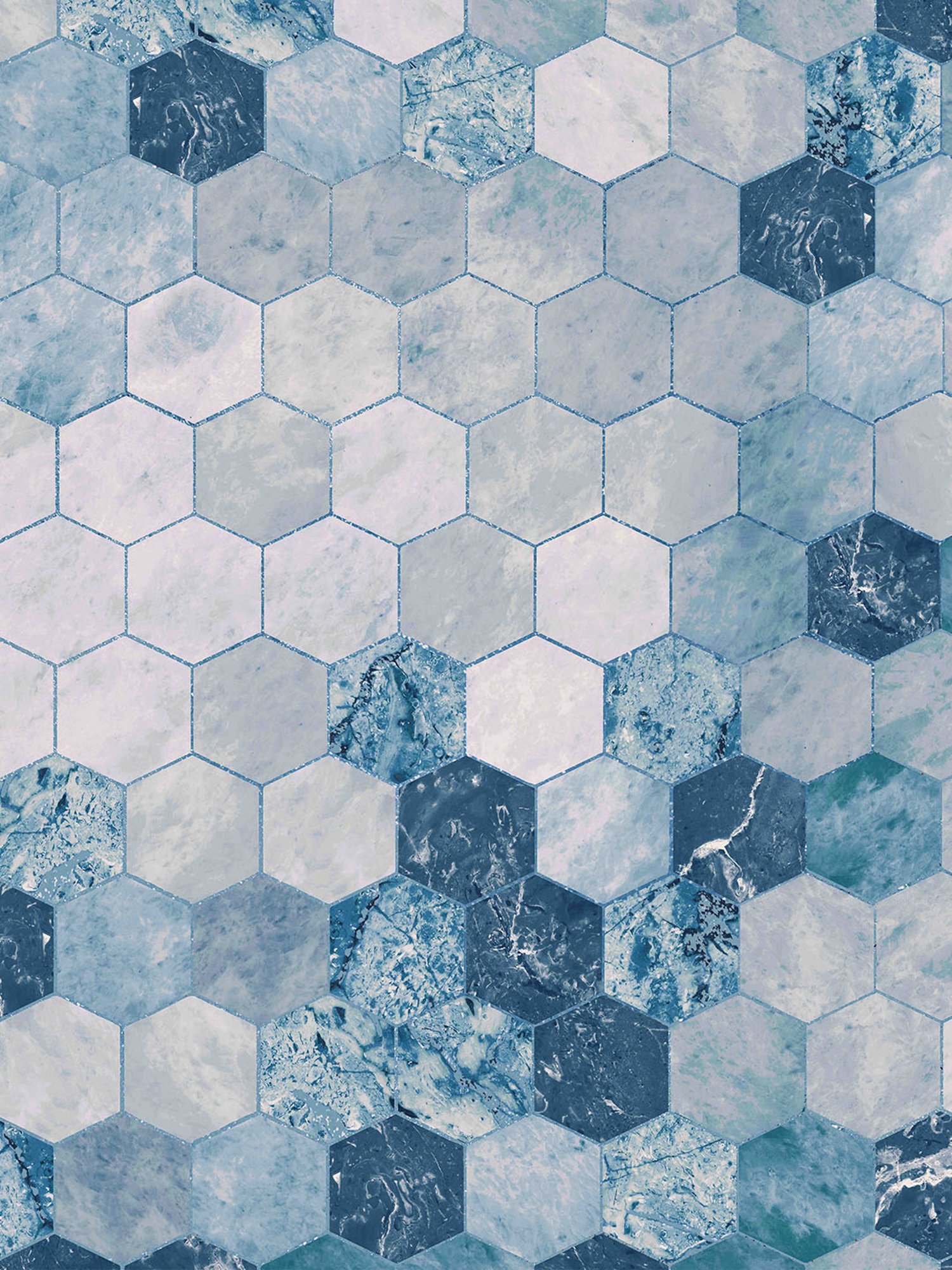 Petal Home Hexagon Geometric Blue 300 TC Cotton Single Bed Sheet with 1 Pillow Cover