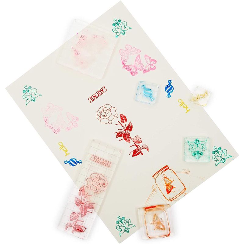 Bright Creations 6 Packs Acrylic Stamp Block Set with Gridlines for Arts and Crafts, 6 Sizes (Clear)