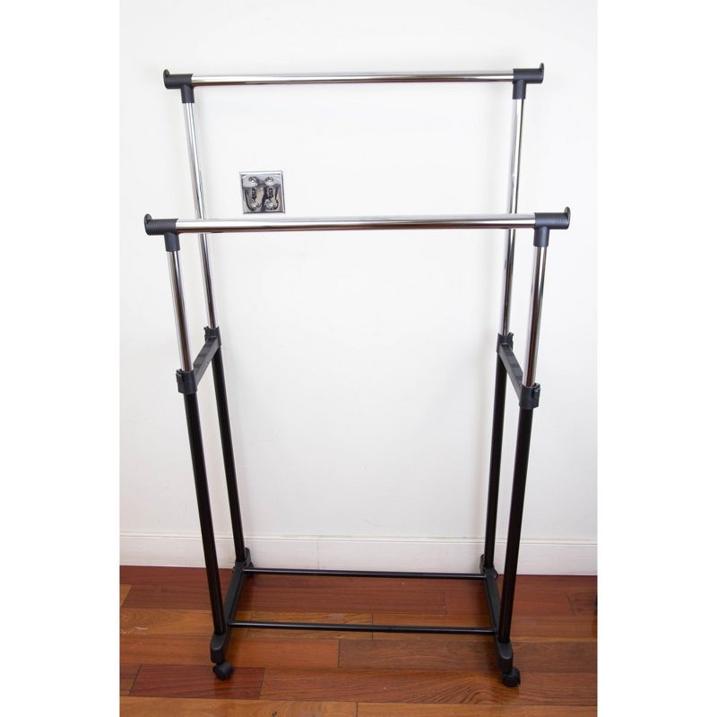 Sunbeam Chrome Plated Steel Double Garment Rack, Black
