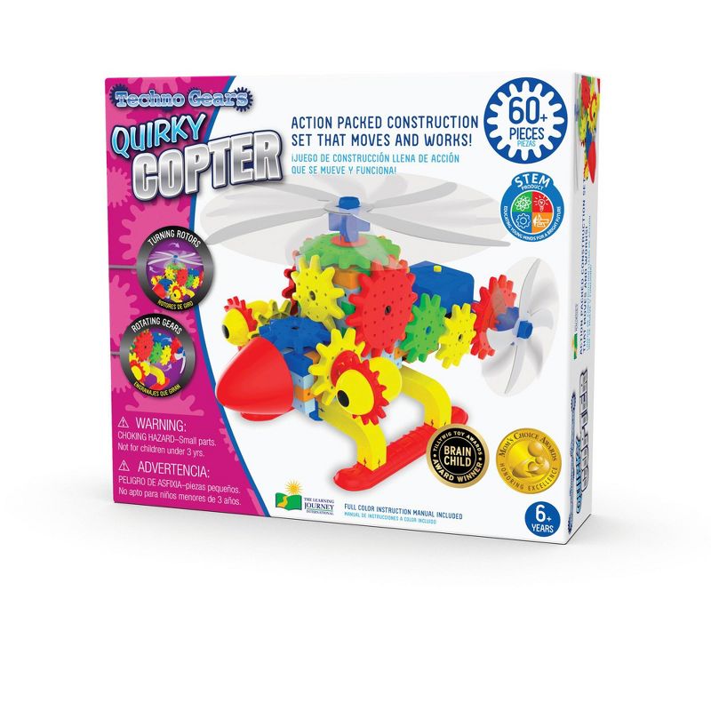 The Learning Journey Techno Gears STEM Construction Set Quirky Copter 60+ pcs