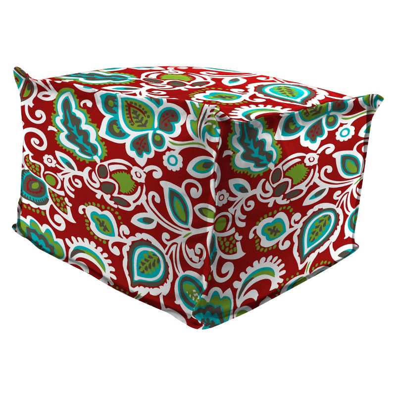 Outdoor Bean Filled Pouf/Ottoman In Faxon Rojo  - Jordan Manufacturing