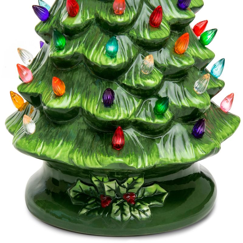 Best Choice Products 15in Pre-Lit Hand-Painted Ceramic Tabletop Christmas Tree w/ 64 Lights - Green
