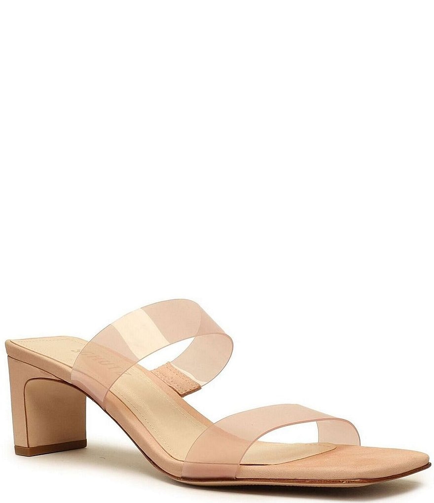 Schutz Taina Clear Vinyl Dress Square Toe Slides