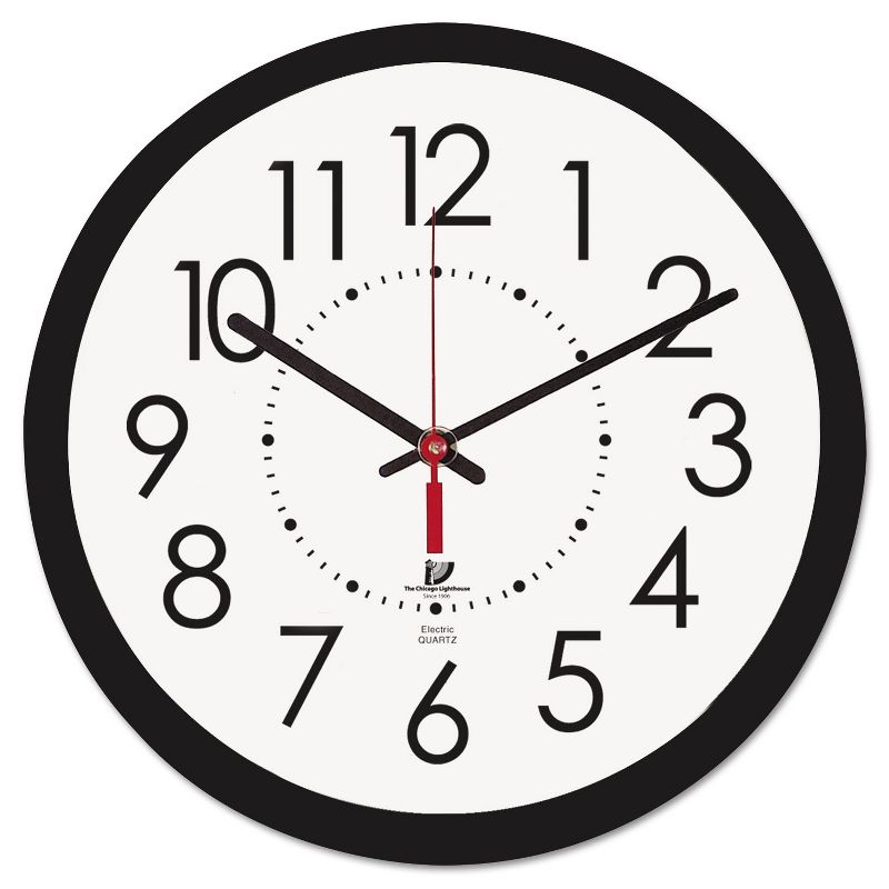 Chicago Lighthouse Electric Contemporary Clock 14-1/2" Black 67801103