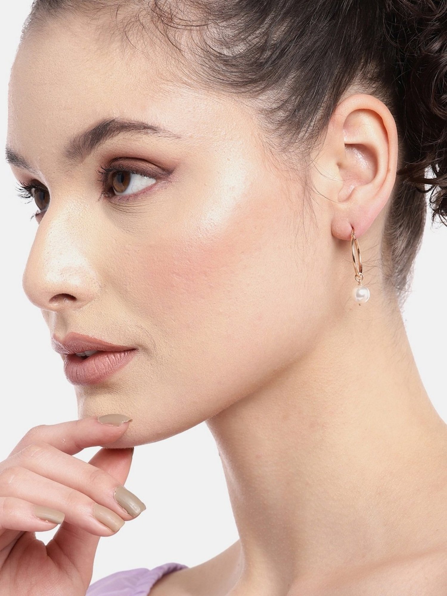 Zavya Simple Pearl 92.5 Sterling Silver Stud & Drop - Set of 2