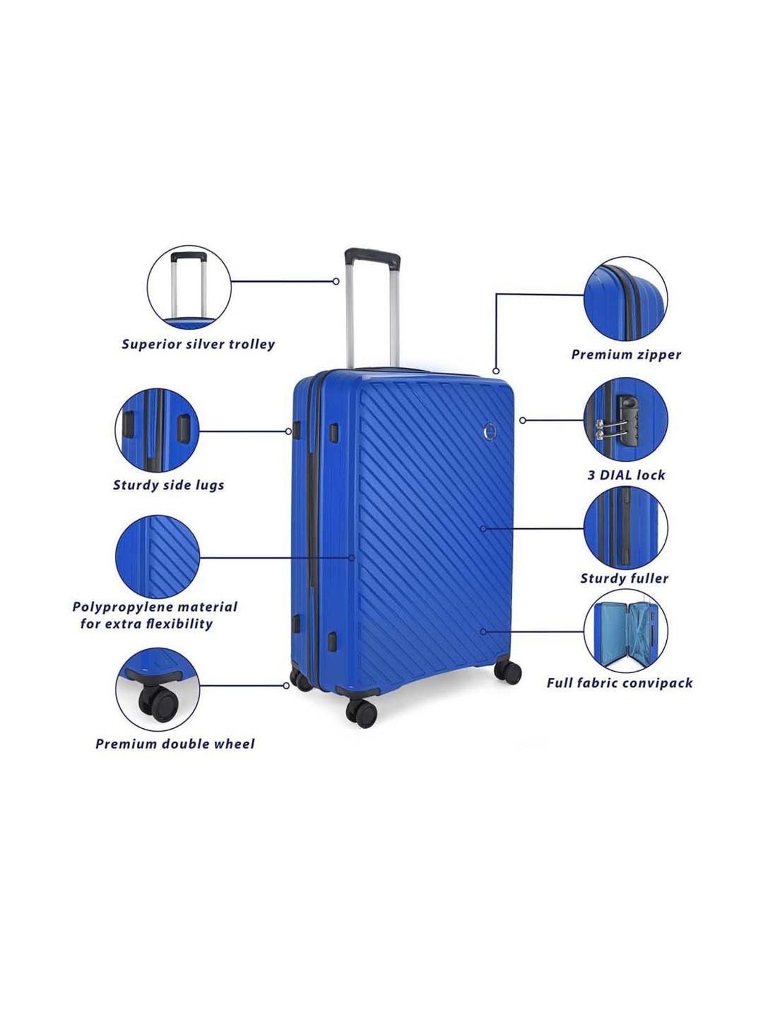 Aristocrat Blue Large Hard Cabin Trolley - 53 cm