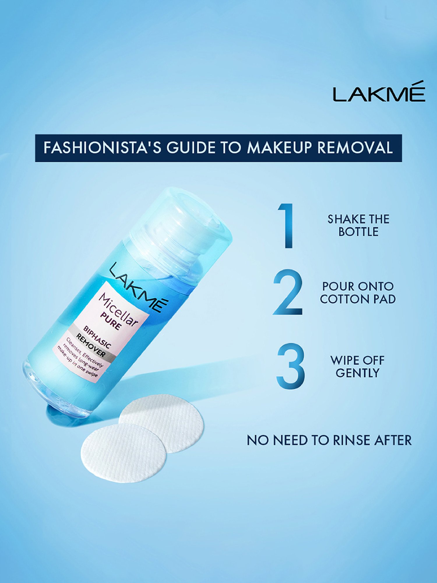 Lakme Micellar Pure Biphasic Remover for Makeup Removal - 100 ml