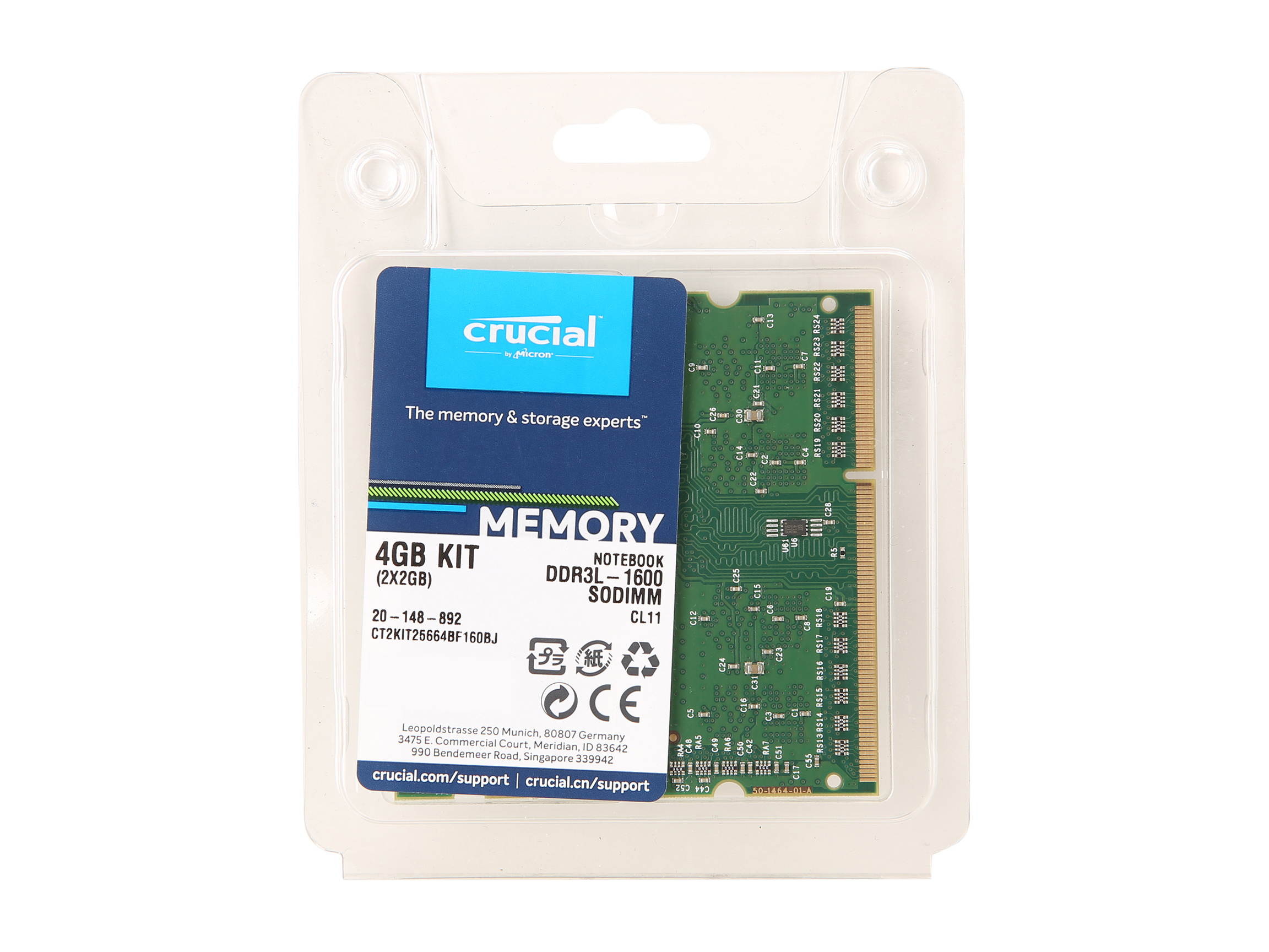 Crucial 4GB (2 x 2GB) 204-Pin DDR3 SO-DIMM DDR3 1600 (PC3 12800) Memory Model CT2KIT25664BF160BJ