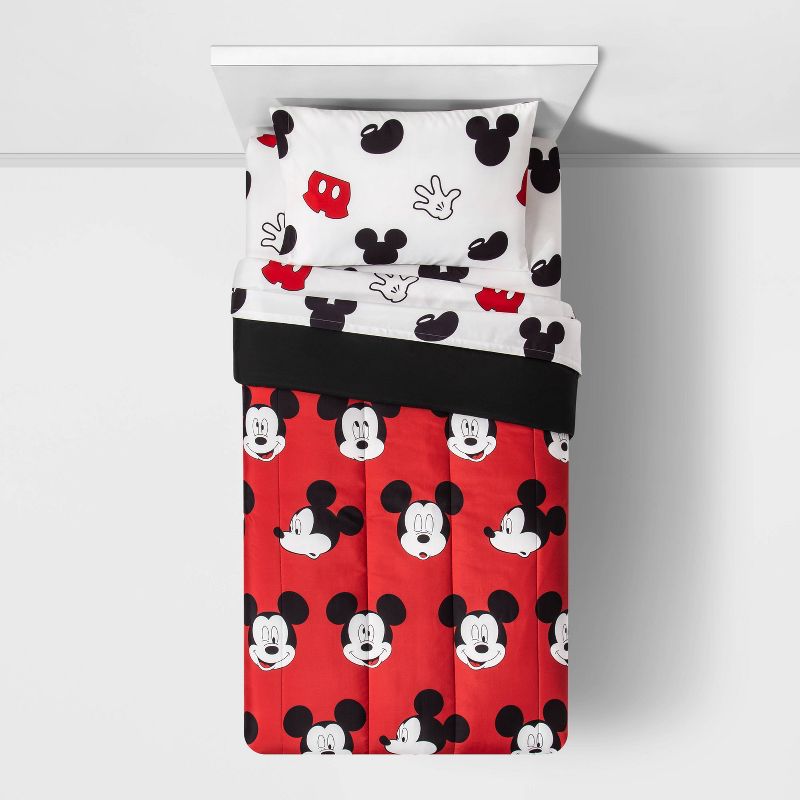 Mickey Mouse Twin Cute Faces Bedding Set Red