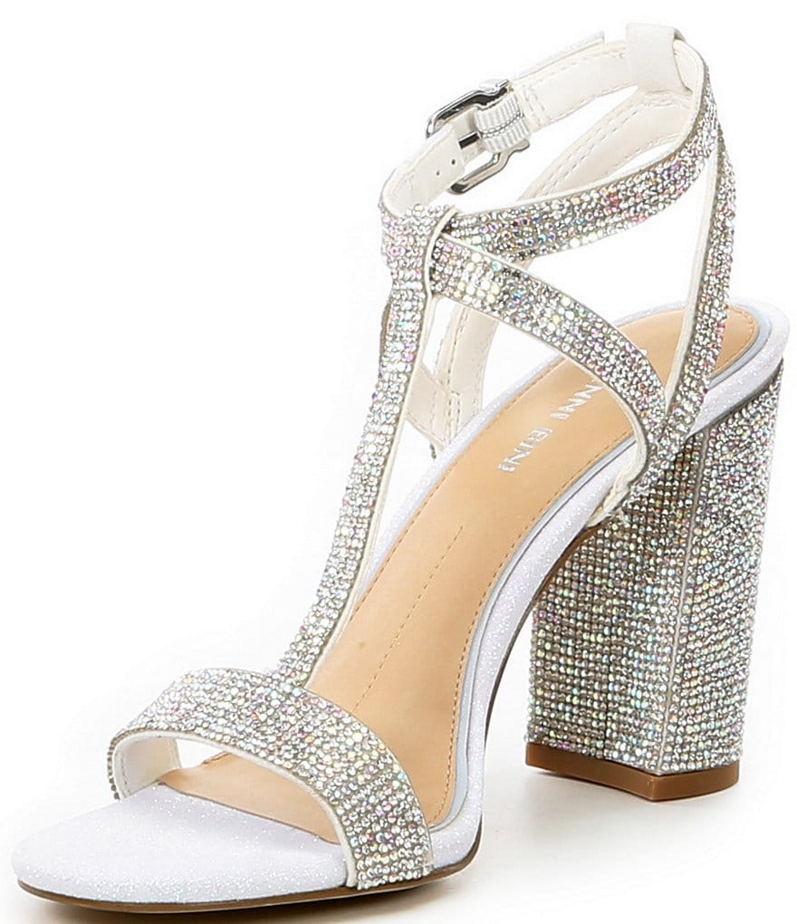 Gianni Bini Bridal Collection Brinslie Rhinestone Embellished T-Strap Dress Sandals