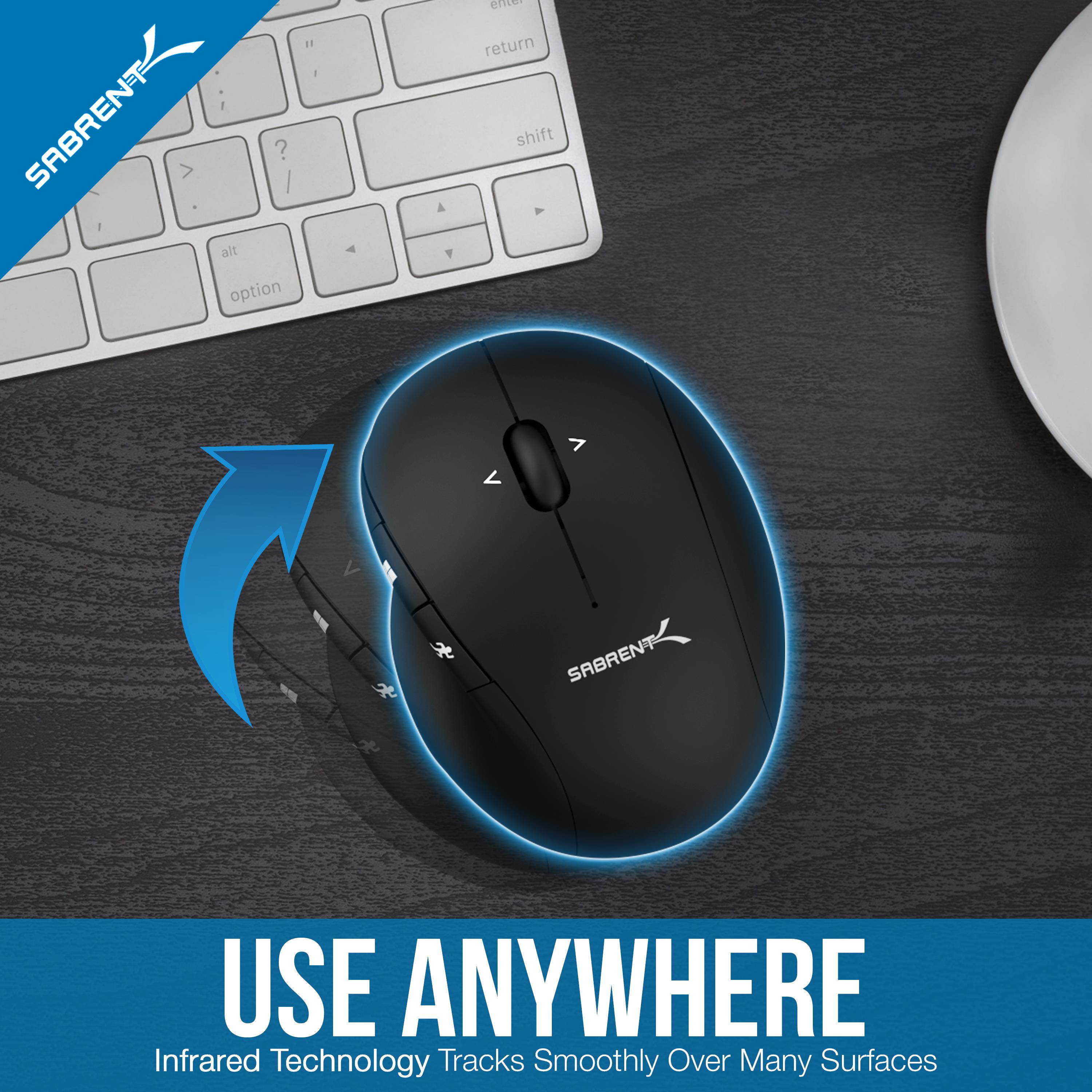 Sabrent Ergonomic 2.4GHz Wireless Rechargeable Mouse with 4D Function