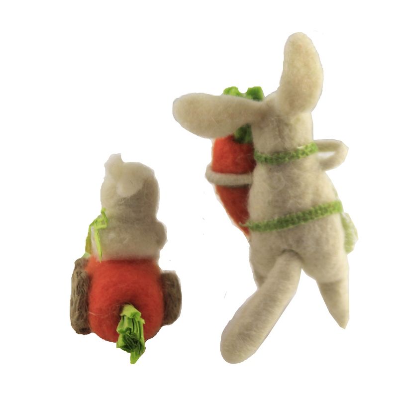 Holiday Ornament 5.5" Cream Spring Bunnies Carrot Go Cart  -  Ornament Sets