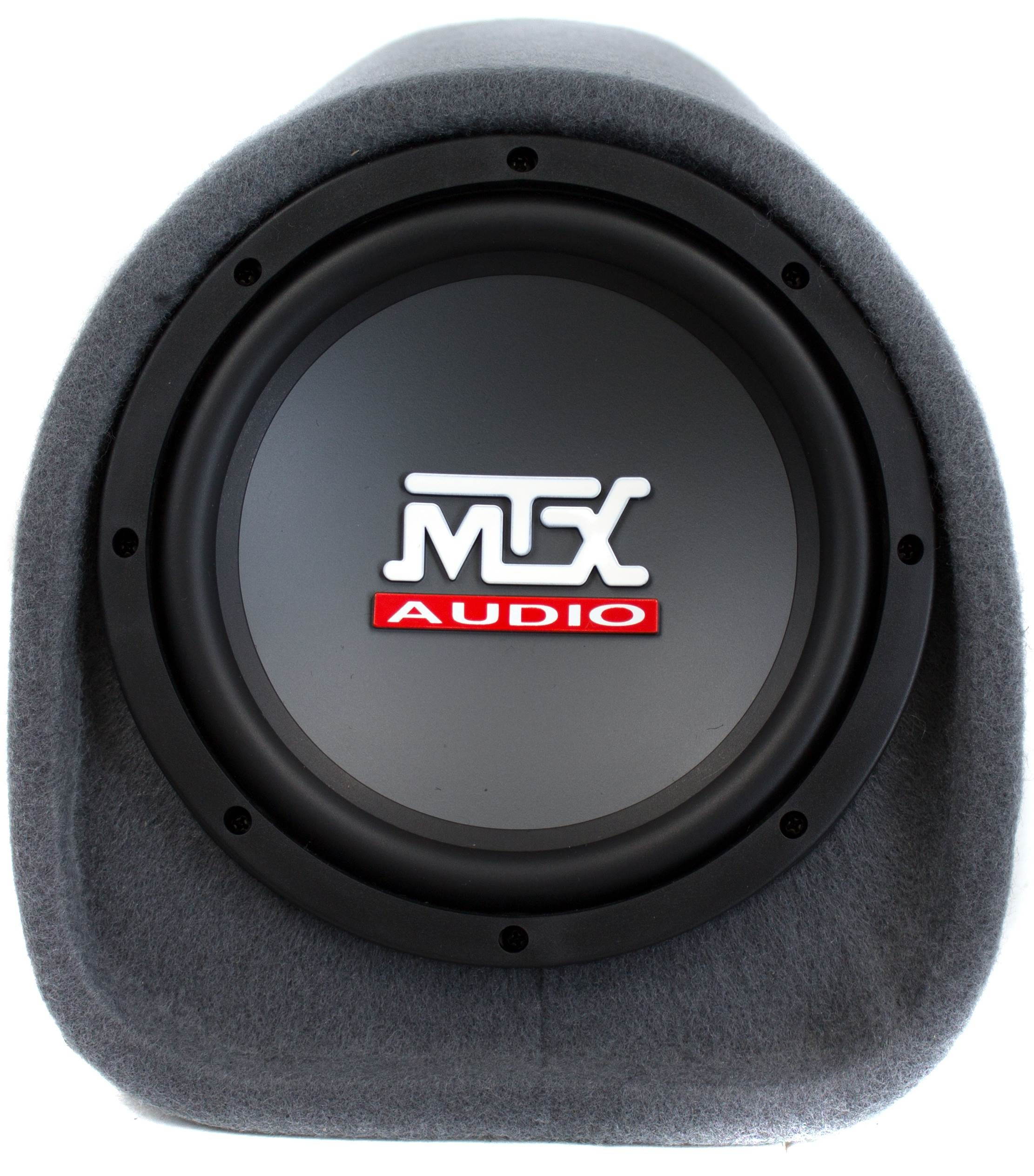 mtx rt8pt 8" 240w car loaded subwoofer enclosure amplified tube+ 8 ga amp kit