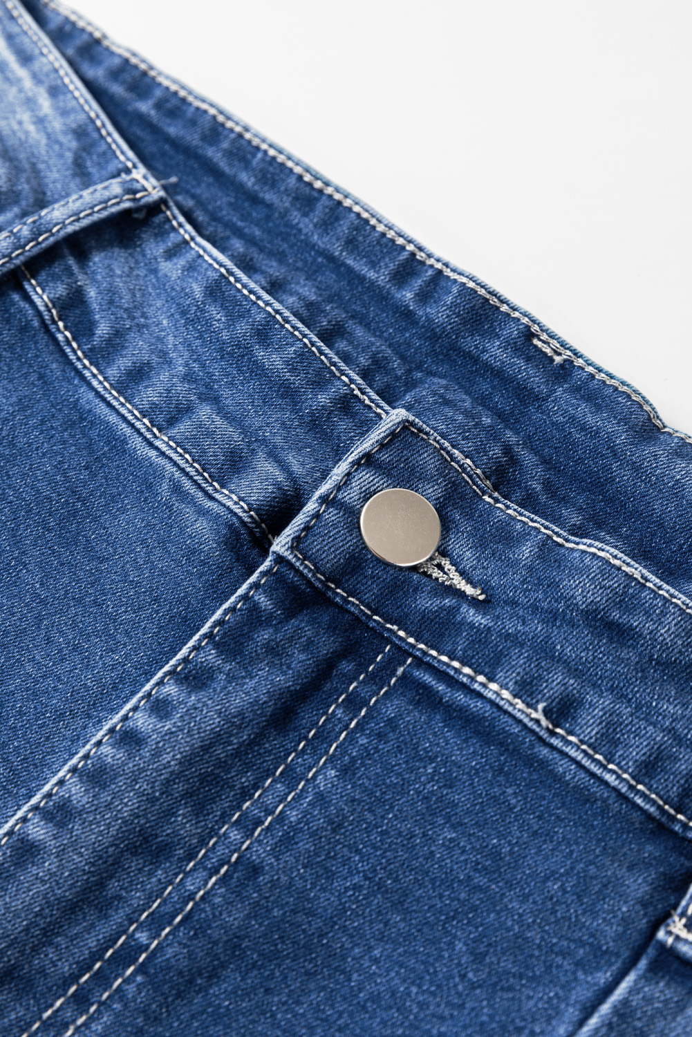 Dark Blue Plus Size Stitching Washed Flare Jeans