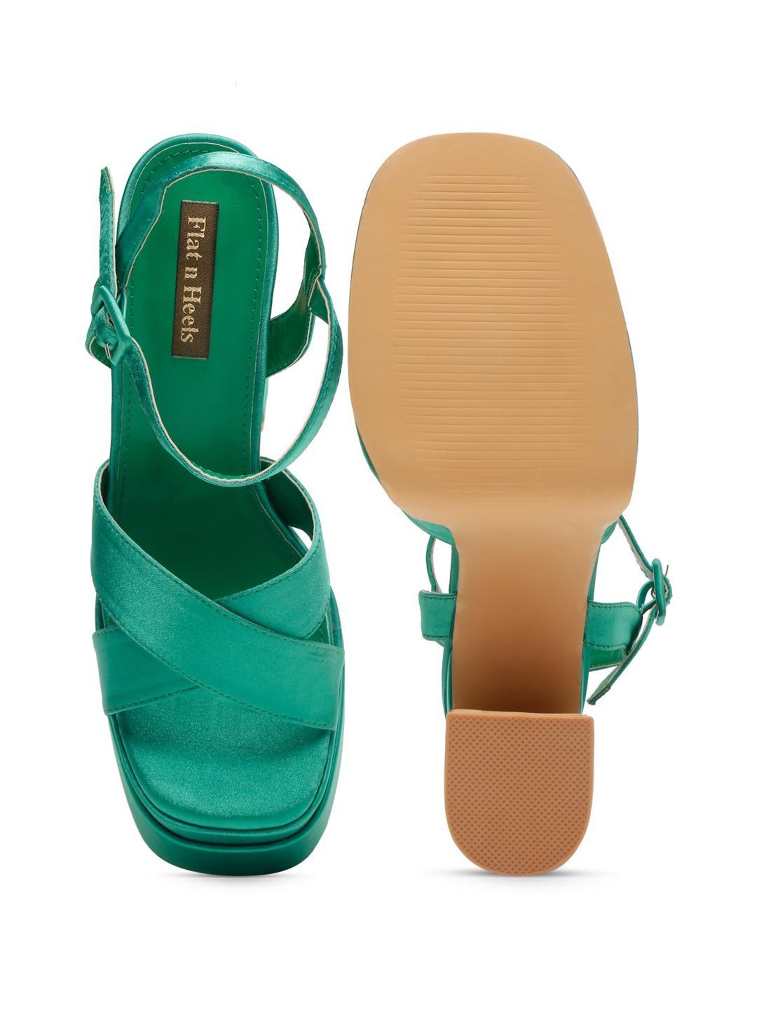 Flat N Heels Women's Green Ankle Strap Sandals