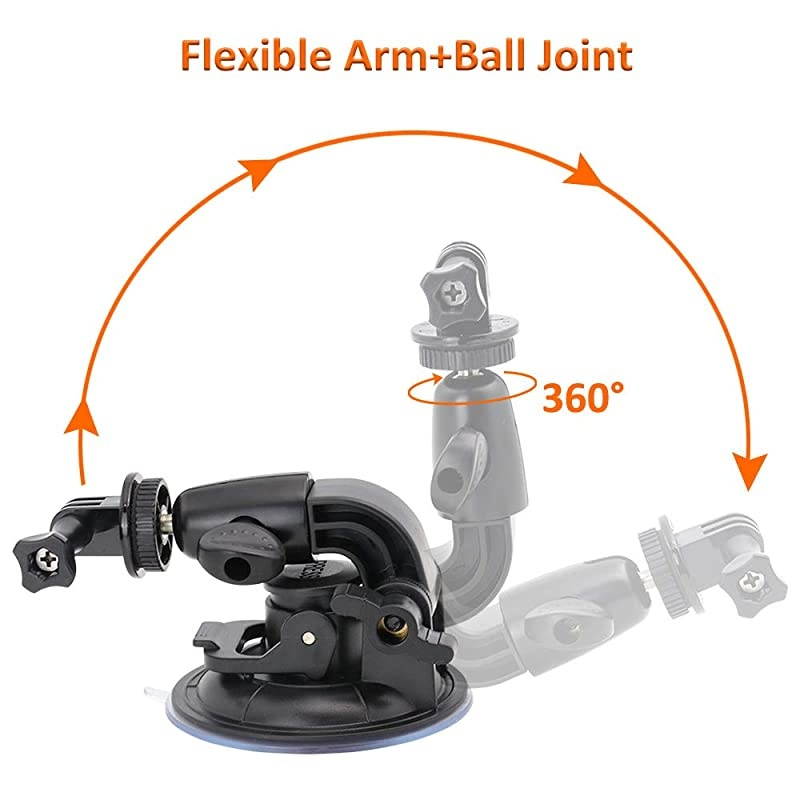 Duty Camera Car Windshield Mount with 1420 Adapter for GoPro Hero Series and All Cameras