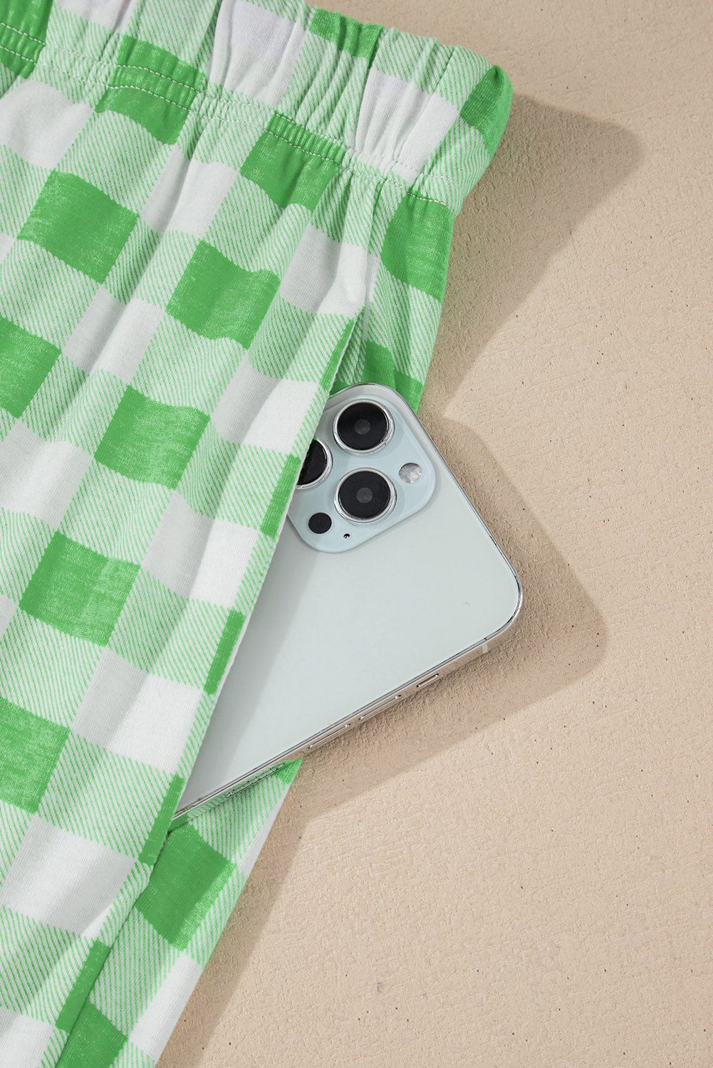 Rose Red Solid Waffle Knit Plus Size Two Piece Shorts Set