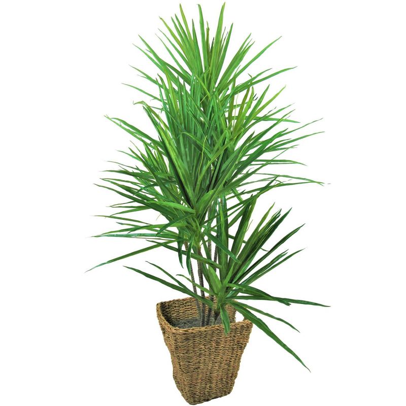 5.6' Artificial Dracaena Tree in Square Basket with Handles - LCG Florals