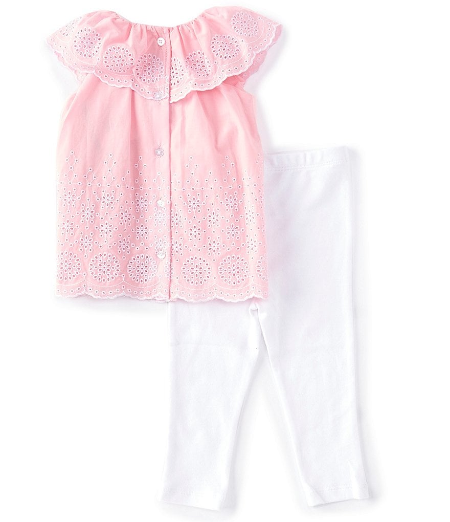 Peek Baby Girls 3-24 Months Long-Sleeve Embroidery Floral Print Babydoll Top & Pant Set