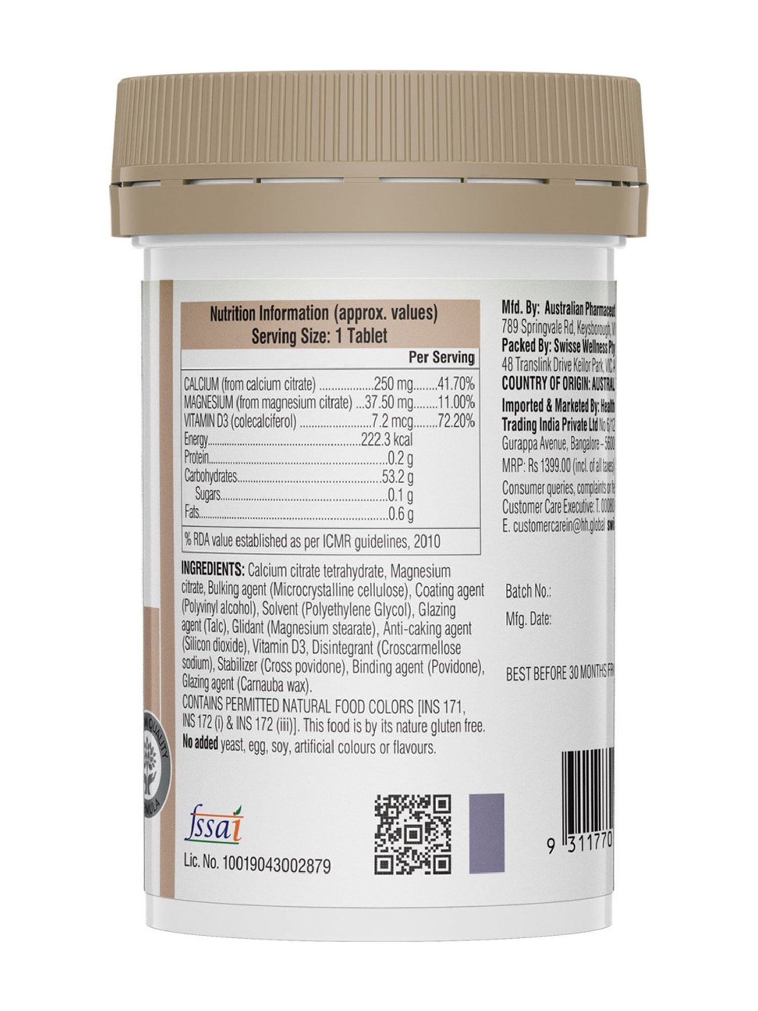 Swisse Ultiboost Magnesium Supplement for Energy - 60 Tablets